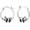 wholesale 925 Sterling Silver Adorable Panda Charm Hoop Earrings in Sterling -0-0