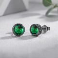 wholesale 925 Sterling Silver Green Birthstone Stud Earrings Oxidized Black Gold Finish-0-1