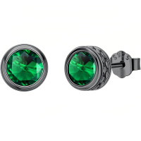 wholesale 925 Sterling Silver Green Birthstone Stud Earrings Oxidized Black Gold Finish-A05 May Birthstone-A05 May Birthstone