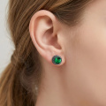 wholesale 925 Sterling Silver Green Birthstone Stud Earrings Oxidized Black Gold Finish-0-3