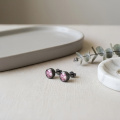 wholesale 925 Sterling Silver Oxidized Black Gold Pink Birthstone Round Stud Earrings-0-1