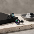 wholesale 925 Sterling Silver Stud Earrings Gun Black Plated Round Rainbow Zircon-0-1
