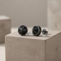 wholesale 925 Sterling Silver Stud Earrings Black Plated Round Cut Zircon-0-1