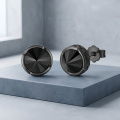 wholesale 925 Sterling Silver Stud Earrings Black Plated Round Cut Zircon-0-2