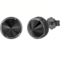 wholesale 925 Sterling Silver Stud Earrings Black Plated Round Cut Zircon-B01 Black Stud Earrings-B01 Black Stud Earrings