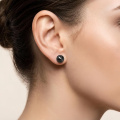 wholesale 925 Sterling Silver Stud Earrings Black Plated Round Cut Zircon-0-3