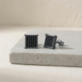 wholesale 925 Sterling Silver Black Cubic Zirconia Square Stud Earrings Set-0-1