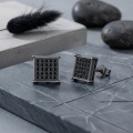wholesale 925 Sterling Silver Black Cubic Zirconia Square Stud Earrings Set-0-2