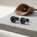 wholesale 925 Sterling Silver Black Round Earrings-0-2