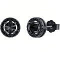 wholesale 925 Sterling Silver Black Round Earrings-0-0