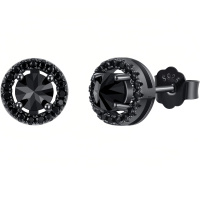 wholesale 925 Sterling Silver Black Round Earrings-Black Round Stud-Black Round Stud
