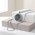 wholesale 925 Sterling Silver Saint Christopher Pendant Necklace Abalone Shell Oxidized Chain-0-1