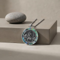 wholesale 925 Sterling Silver Saint Christopher Pendant Necklace Abalone Shell Oxidized Chain-0-2