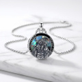 wholesale 925 Sterling Silver Saint Christopher Pendant Necklace Oxidized Abalone Shell Chain Jewelry-0-1