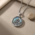 wholesale 925 Sterling Silver Saint Christopher Pendant Necklace Oxidized Abalone Shell Chain Jewelry-0-2