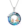 wholesale 925 Sterling Silver Elegant Ballet Dancer Crystal Pendant Necklace with  Chain and Artistic Leaf Design-0-0
