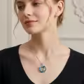 wholesale 925 Sterling Silver Elegant Ballet Dancer Crystal Pendant Necklace with  Chain and Artistic Leaf Design-0-3