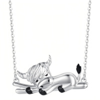 wholesale 925 Sterling Silver Unicorn Sleeping Necklace-Highland Cow Necklace