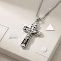 wholesale 925 Sterling Silver Oxidized Jesus Crucifix Cross Pendant Necklace For Men-0-1