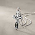 wholesale 925 Sterling Silver Oxidized Jesus Crucifix Cross Pendant Necklace For Men-0-2