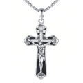 wholesale 925 Sterling Silver Oxidized Jesus Crucifix Cross Pendant Necklace For Men-0-0