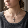 wholesale 925 Sterling Silver Oxidized Jesus Crucifix Cross Pendant Necklace For Men-0-3