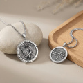 wholesale 925 Sterling Silver Saint Michael Archangel Pendant Necklace-0-1