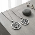 wholesale 925 Sterling Silver Saint Michael Archangel Pendant Necklace-0-2
