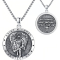 wholesale 925 Sterling Silver Saint Michael Archangel Pendant Necklace-0-0