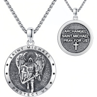 wholesale 925 Sterling Silver Saint Michael Archangel Pendant Necklace-B01-St Michael-B01-St Michael