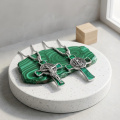 wholesale 925 Sterling Silver Oxidized Malachite Saint Benedict Crucifix Cross Pendant Necklace-0-2