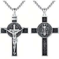 wholesale 925 Sterling Silver Crucifix Pendant Necklace Cross Christ Jesus Catholic Christian Jewelry-C01-St Benedict Crucifix-C01-St Benedict Crucifix