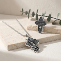wholesale 925 Sterling Silver Saint Michael Archangel Cross Pendant Necklace Oxidized Vintage Chain-0-1