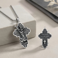 wholesale 925 Sterling Silver Saint Michael Archangel Cross Pendant Necklace Oxidized Vintage Chain-0-2
