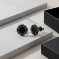 wholesale 925 Sterling Silver Black Onyx Stud Earrings Black Gold Plated Vintage Gothic Style-0-3