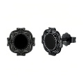 wholesale 925 Sterling Silver Black Onyx Stud Earrings Black Gold Plated Vintage Gothic Style-0-2