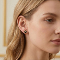 wholesale 925 Sterling Silver Gold Plated Black Butterfly Round Stud Earrings For Women-0-3
