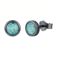 wholesale 925 Sterling Silver Black Gold Plated Round Turquoise Stud Earrings-Black-Turquoise4-Black-Turquoise4