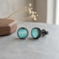 wholesale 925 Sterling Silver Black Gold Plated Round Turquoise Stud Earrings-0-1