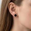 wholesale 925 Sterling Silver Black Plated Twist Rope Edge Round Stud Earrings-0-3