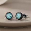 wholesale 925 Sterling Silver Gun Black Plated Round Turquoise Chip Stud Earrings For Women-0-1