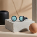 wholesale 925 Sterling Silver Gun Black Plated Round Turquoise Chip Stud Earrings For Women-0-2