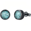 wholesale 925 Sterling Silver Gun Black Plated Round Turquoise Chip Stud Earrings For Women-0-0