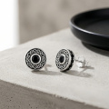 wholesale 925 Sterling Silver Celtic Knot Black Onyx Oxidized Round Stud Earrings-0-2