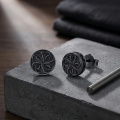 wholesale 925 Sterling Silver Black Gold Plated Clover Knot Round Stud Earrings-0-1