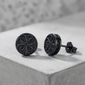 wholesale 925 Sterling Silver Black Gold Plated Clover Knot Round Stud Earrings-0-2