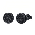 wholesale 925 Sterling Silver Black Gold Plated Clover Knot Round Stud Earrings-0-0
