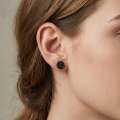 wholesale 925 Sterling Silver Black Gold Plated Clover Knot Round Stud Earrings-0-3