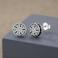 wholesale 925 Sterling Silver Celtic Knot Oxidized Black Round Stud Earrings-0-1