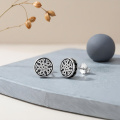 wholesale 925 Sterling Silver Celtic Knot Oxidized Black Round Stud Earrings-0-2
